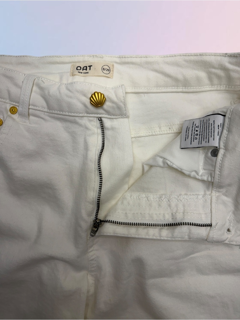 OAT Women’s 8/29 White Cuffed Crop Jeans - Picture 4 of 5